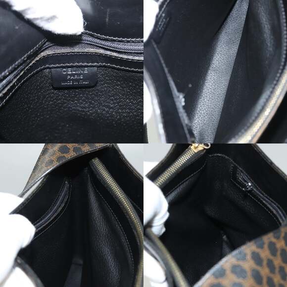 CELINE Macadam Canvas Shoulder Bag Pvc Leather Black Gold - Picture 12 of 13